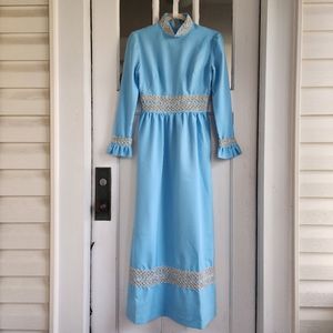 RARE Vintage 70's Formal Light Blue Dress